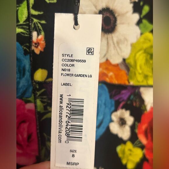 NWT Alice & Olivia Delora Floral Printed Long Sleeve Paneled Mini Dress Size 8 - Picture 6 of 12